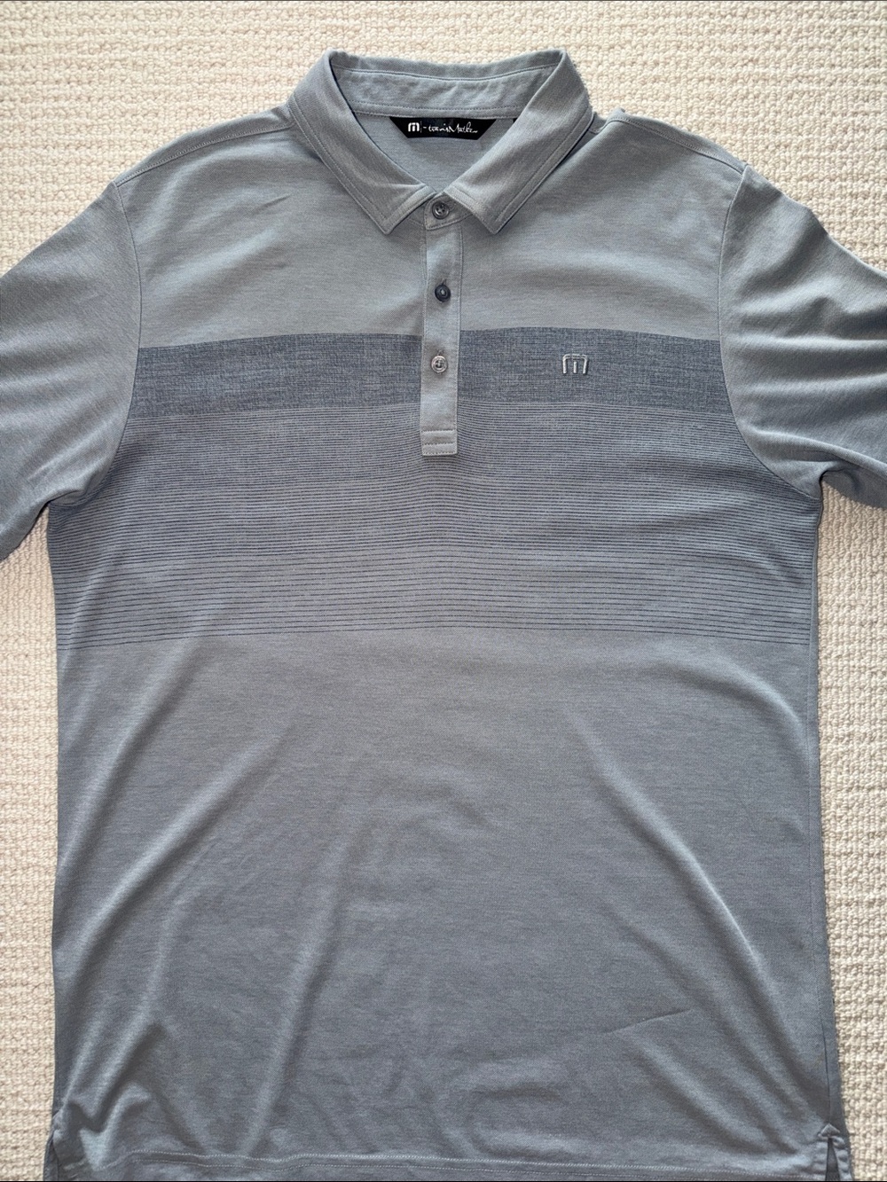 Travis Mathew Gray Striped Chest Polo